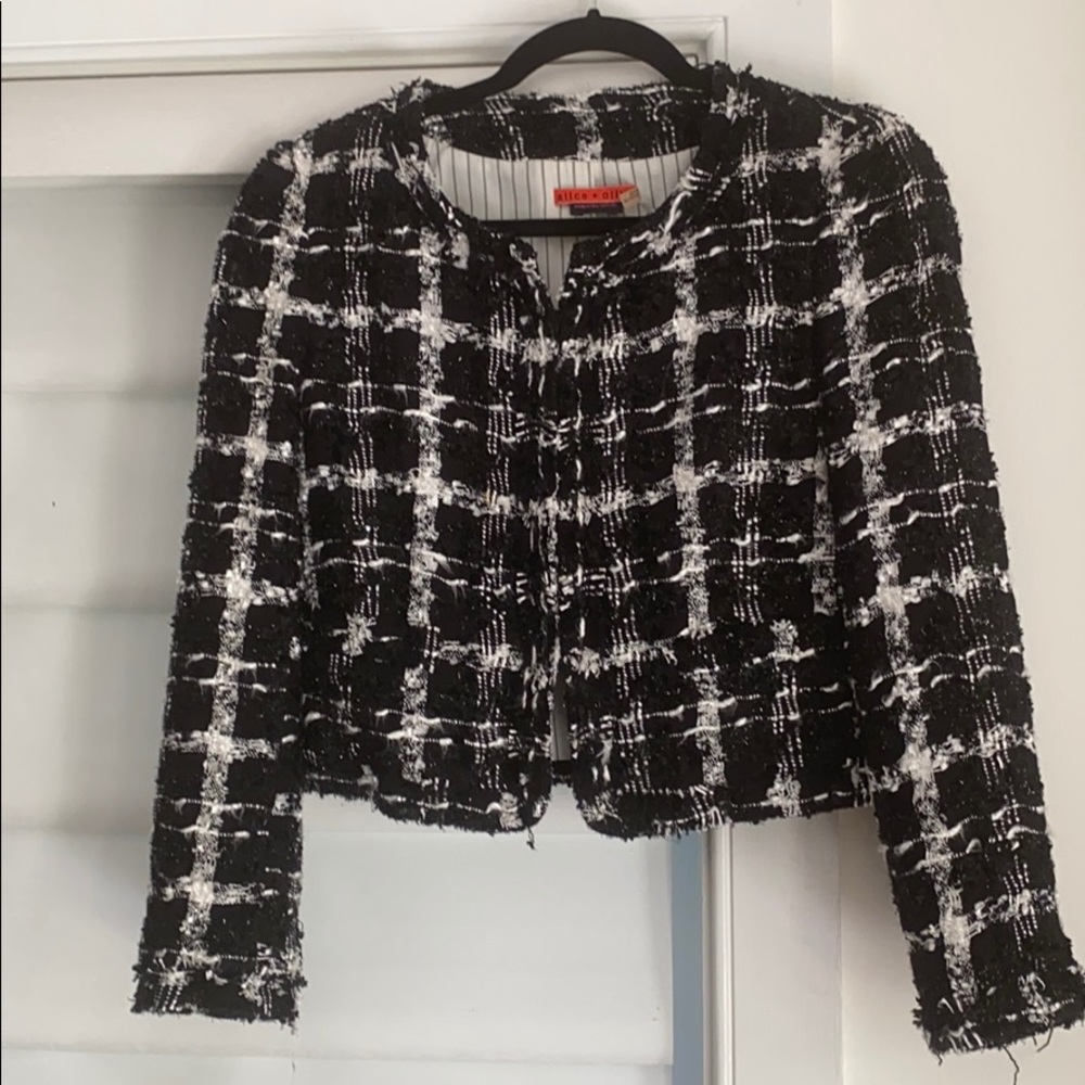 Alice and Olivia Boucle crop jacket NWOT